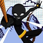 Adventures of a Super Stickman - Escape the city by flying n swinging with a rope!