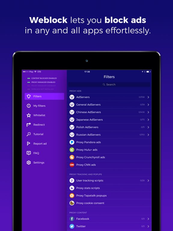 Weblock: adblock & proxy