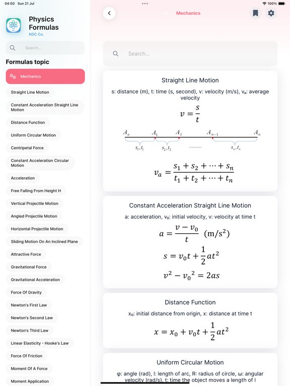 Physics Formulas Lite