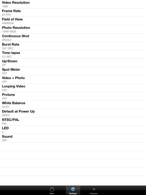 Camera Control for GoPro Hero