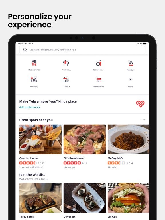 Yelp: Food, Services & Reviews