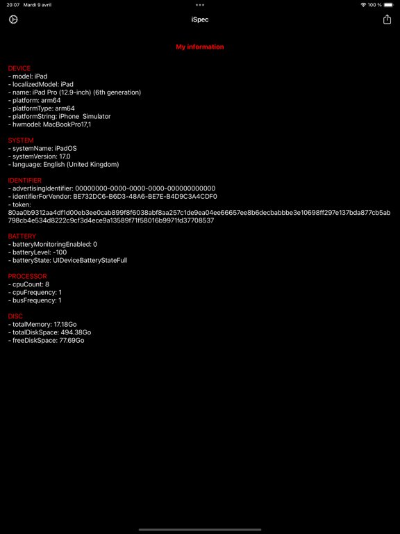 iSpecs - Get all Device infos