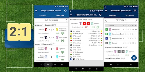 Результаты для Лиги чемпионов